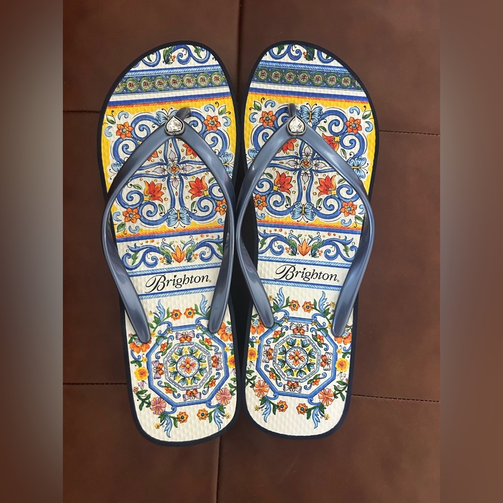 Brighton Blue Floral-Patterned Women's Sandals